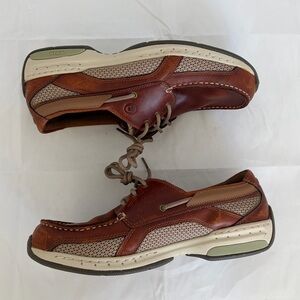 Dunham Men’s Captain Brown Leather With Mesh Inserts Boat Shoes Size-9